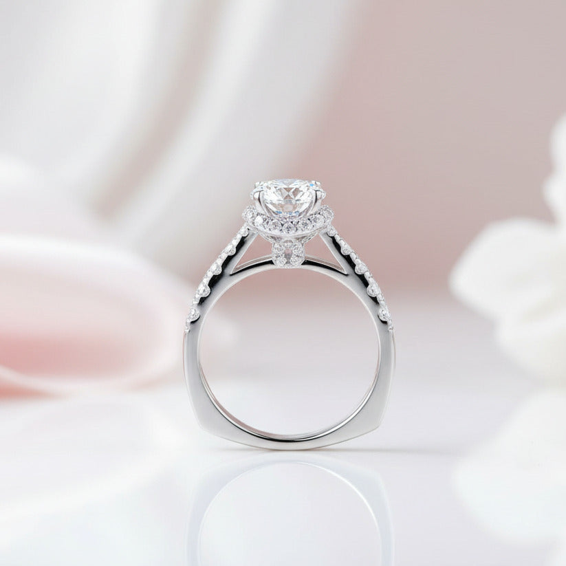 2 Pcs 2.0 Ct Round Cut Diamond Option Halo Ring-Black Diamonds New York