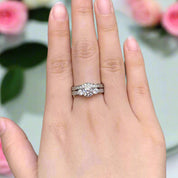 2pcs 3 Stone Round Cut Diamond Wedding Ring Set-Black Diamonds New York