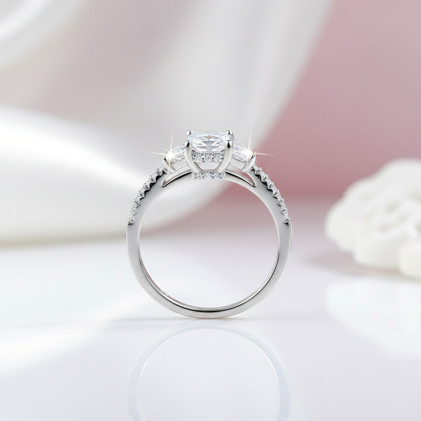 Half-Eternity 2Pcs Three Diamond Option Engagement Ring Set-Black Diamonds New York