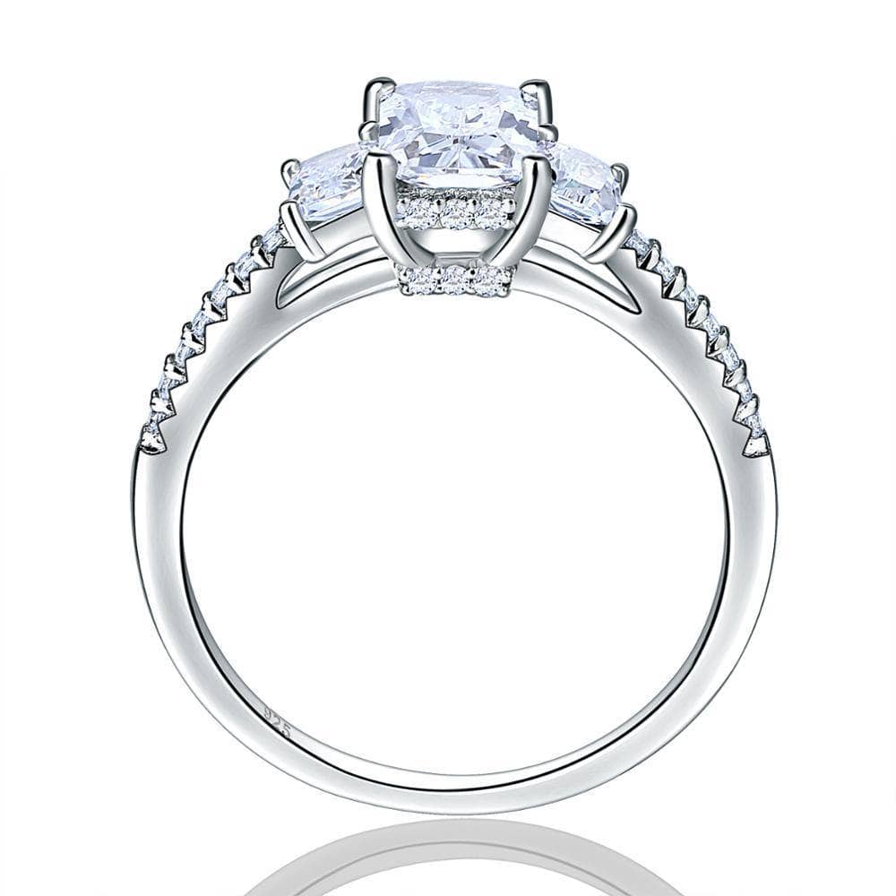2Pcs 3 Stones EVN Stone Engagement Ring Set-Black Diamonds New York