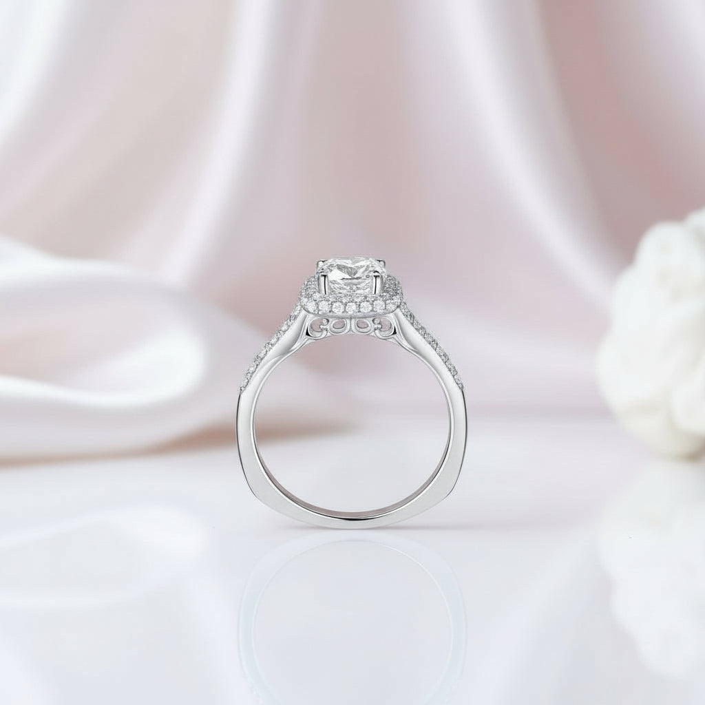 2Pcs Halo 1.6ct Round Diamond Ring Set-Black Diamonds New York