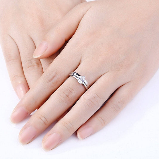 2Pcs Pear Cut Created Diamond Engagement Ring-Black Diamonds New York