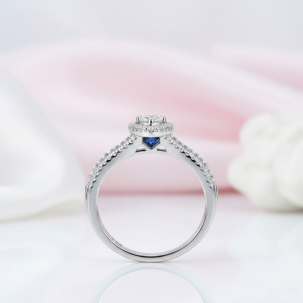 2Pcs Pear Cut Diamond Option Halo Ring Set-Black Diamonds New York