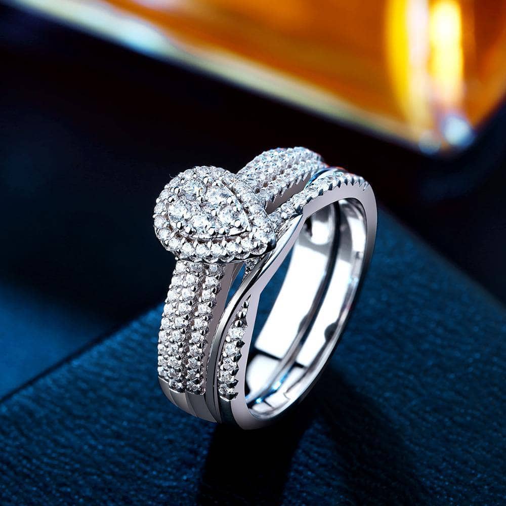 2Pcs Pear Cut Created Diamond Ring-Black Diamonds New York