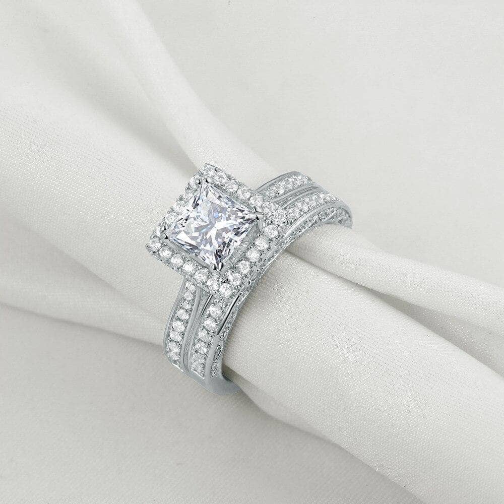2Pcs Princess Cut Created Diamond Ring-Black Diamonds New York