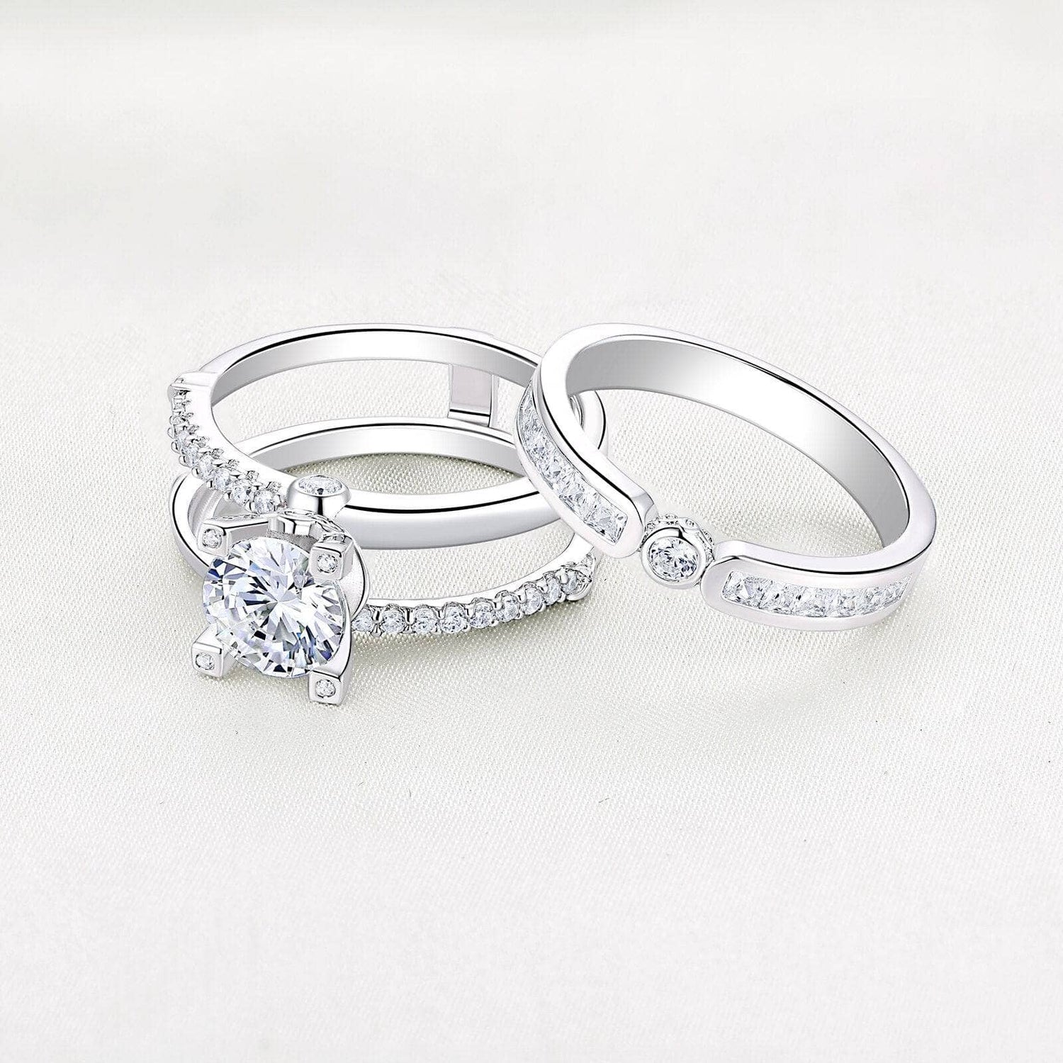 2pcs Round Cut EVN™ Diamond Wedding Ring Set-Black Diamonds New York