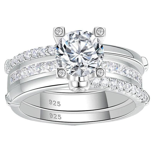 2pcs Round Cut Created Diamond Wedding Ring Set-Black Diamonds New York