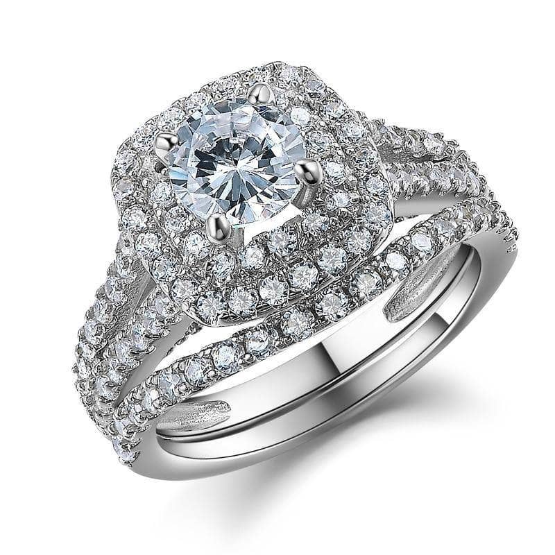 2Pcs Round Cut EVN Stone Curve Band Blue Side Stone Engagement Ring-Black Diamonds New York
