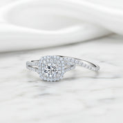 2Pcs Round Cut Diamond Option Curve Band Blue Side Stone Engagement Ring-Black Diamonds New York
