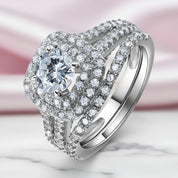 2Pcs Round Cut Diamond Option Curve Band Blue Side Stone Engagement Ring-Black Diamonds New York