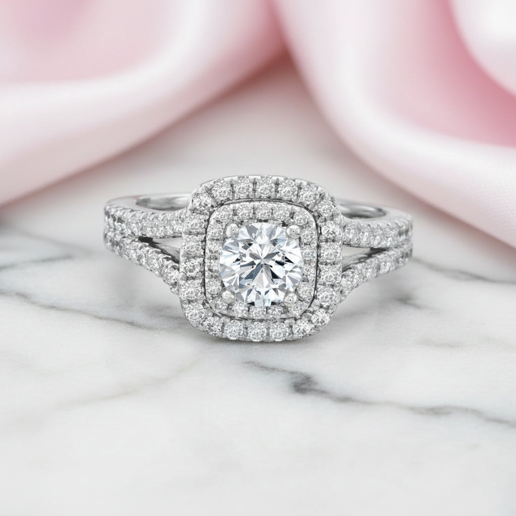2Pcs Round Cut Diamond Option Curve Band Blue Side Stone Engagement Ring-Black Diamonds New York