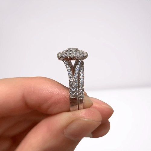 2Pcs Round EVN Stone Engagement Ring Set-Black Diamonds New York