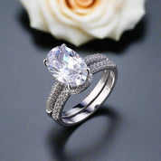 2pcs Oval Cut Diamond Ring Set-Black Diamonds New York