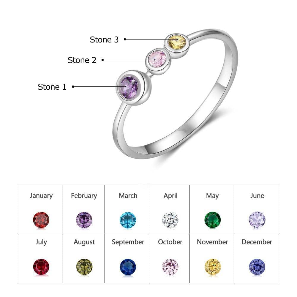 3 Birthstones Personalized Ring-Black Diamonds New York