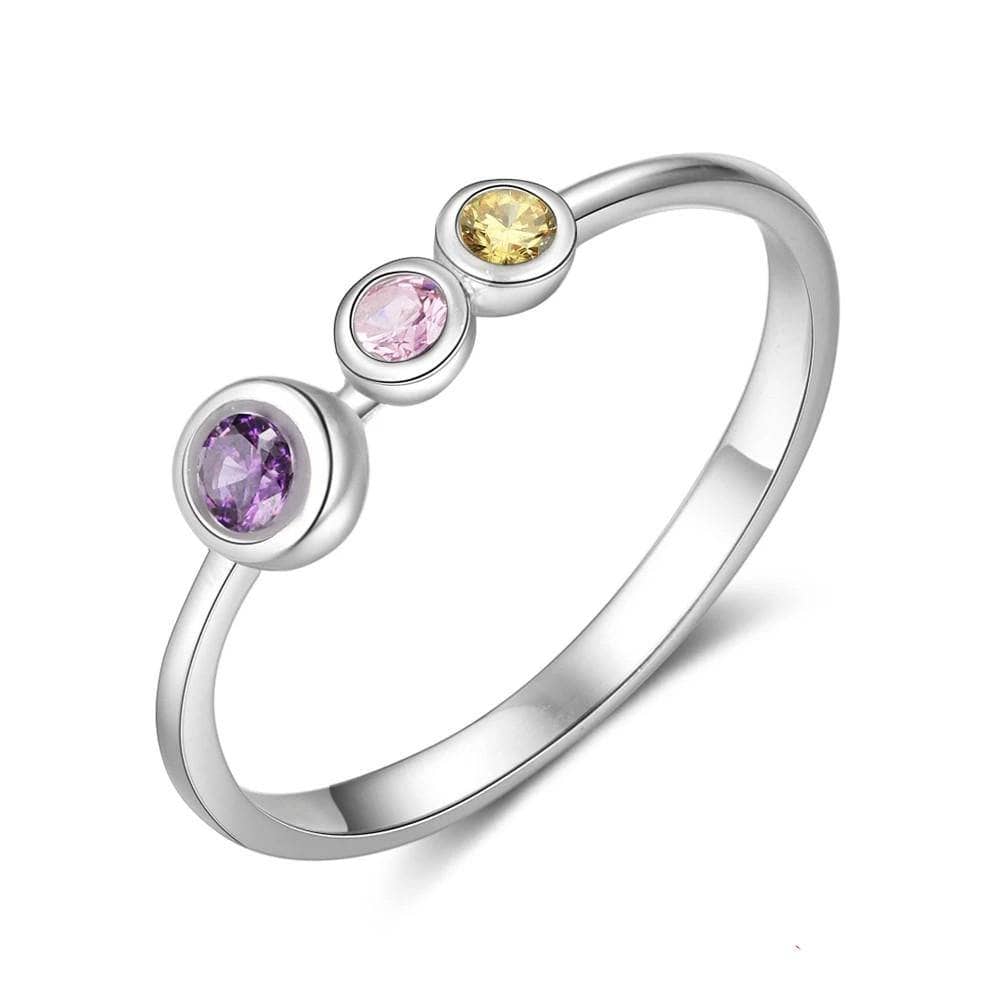3 Birthstones Personalized Ring-Black Diamonds New York