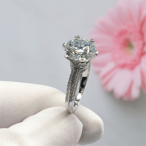 3 Carat 9mm Round Cut D Color Diamond Engagement Ring-Black Diamonds New York