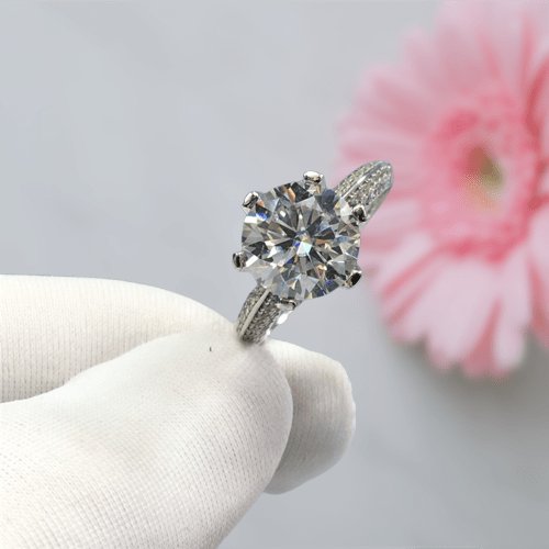 3 Carat 9mm Round Cut D Color Diamond Engagement Ring-Black Diamonds New York