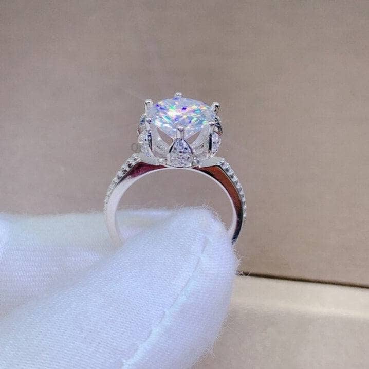 3 Carat 9mm Round Cut Diamond Blossom Bud Engagement Ring-Black Diamonds New York