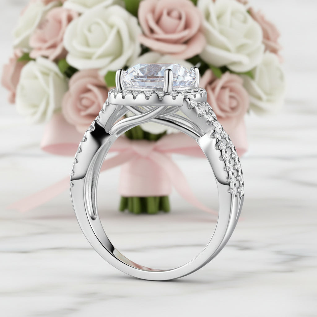 3.0Ct Round Diamond Option Luxury Twisted Engagement Ring-Black Diamonds New York