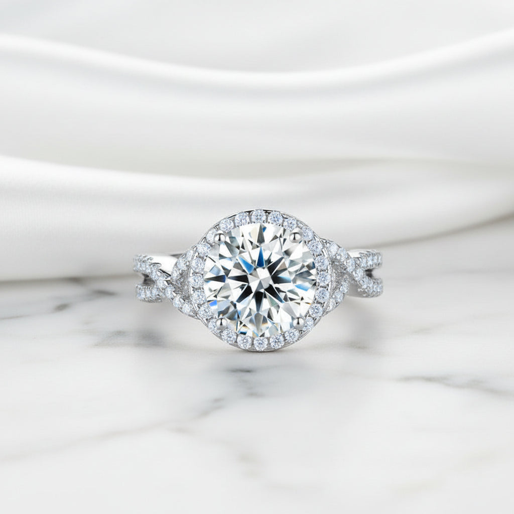 3.0Ct Round Diamond Option Luxury Twisted Engagement Ring-Black Diamonds New York