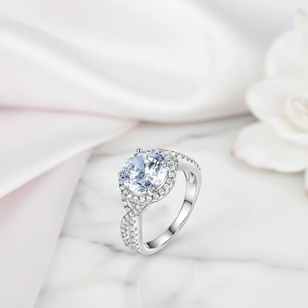 3.0Ct Round Diamond Option Luxury Twisted Engagement Ring-Black Diamonds New York