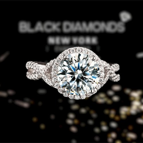 3 Carat Created Diamond Luxury Engagement Ring-Black Diamonds New York