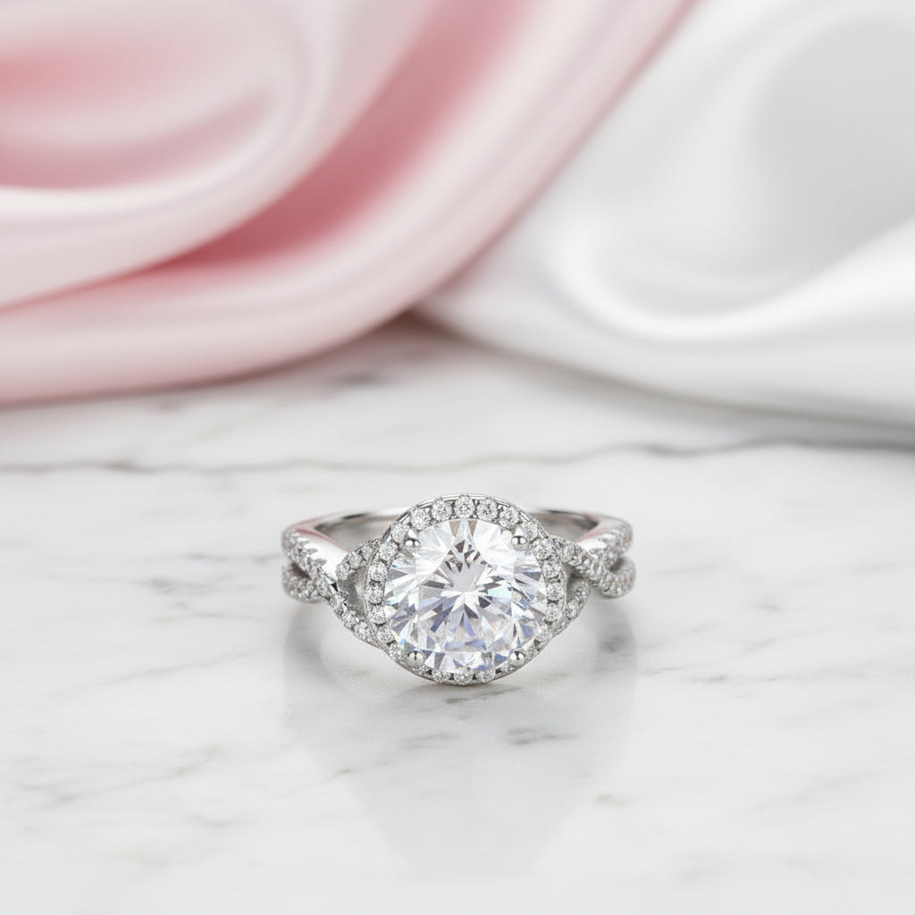 3.0Ct Round Diamond Option Luxury Twisted Engagement Ring-Black Diamonds New York