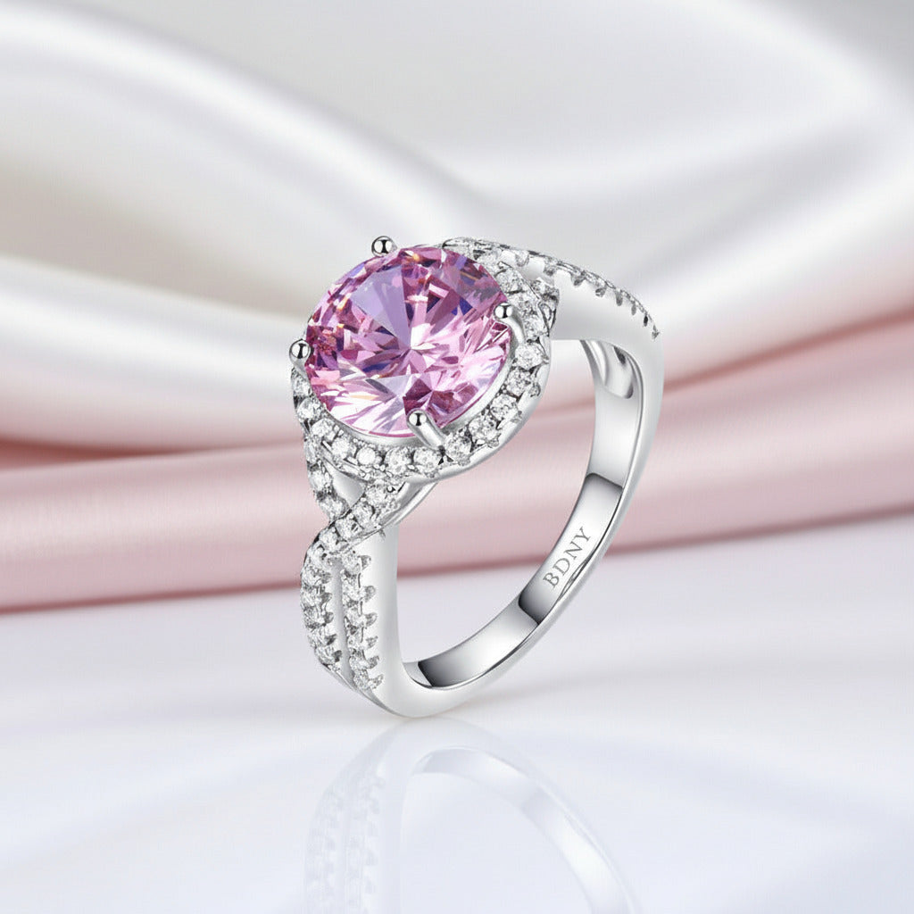 Luxurious 3.0 Ct Fancy Pink Diamond Option Halo Engagement Ring-Black Diamonds New York