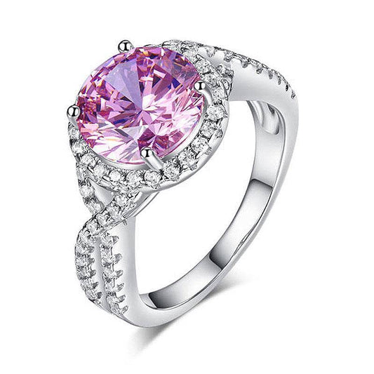 3 Carat Fancy Pink Created Diamond Engagement Luxury Ring-Black Diamonds New York
