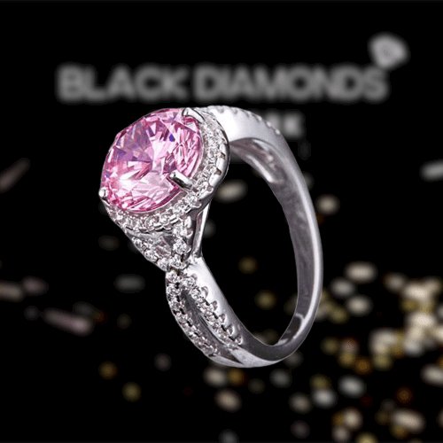3 Carat Fancy Pink Created Diamond Engagement Luxury Ring-Black Diamonds New York