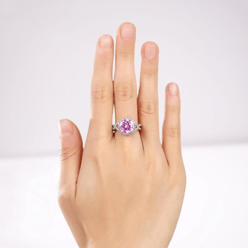 3 Carat Fancy Pink Created Diamond Engagement Luxury Ring - Black Diamonds New York