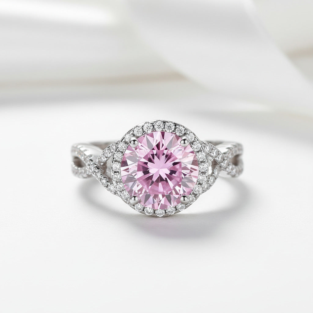 Luxurious 3.0 Ct Fancy Pink Diamond Option Halo Engagement Ring-Black Diamonds New York