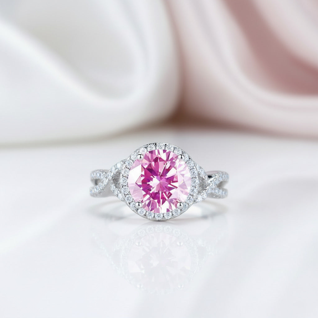 Luxurious 3.0 Ct Fancy Pink Diamond Option Halo Engagement Ring-Black Diamonds New York