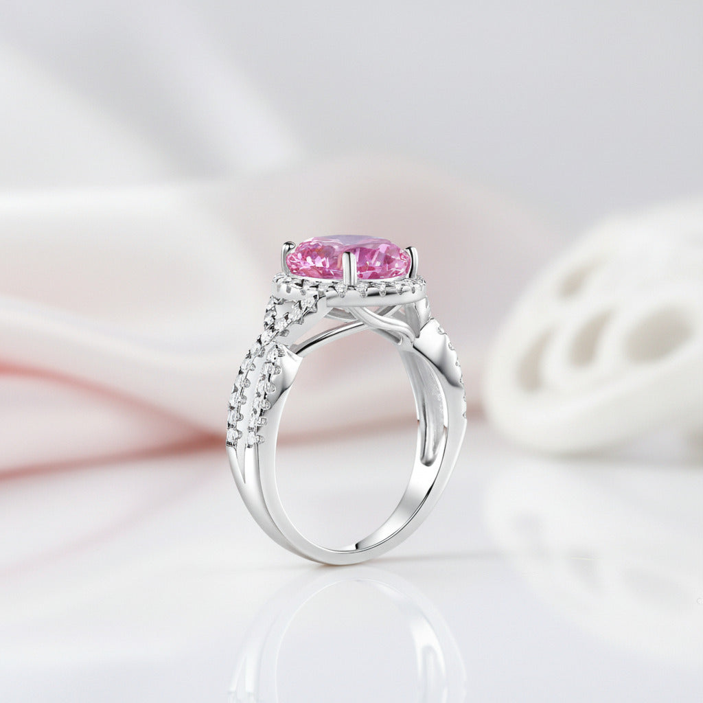Luxurious 3.0 Ct Fancy Pink Diamond Option Halo Engagement Ring-Black Diamonds New York