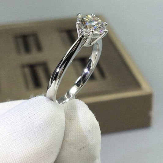 3 Carat Round Cut D Color Moissanite Engagement Ring - Black Diamonds New York