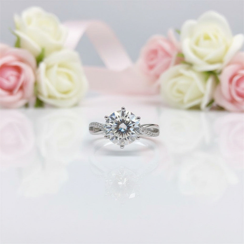 3 Carat Round Cut Diamond Option 6 Claw Engagement Ring-Black Diamonds New York