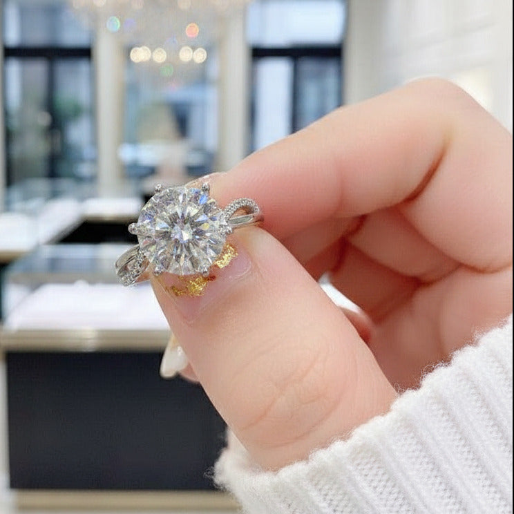 3 Carat Round Cut Diamond 6 Claw Engagement Ring-Black Diamonds New York