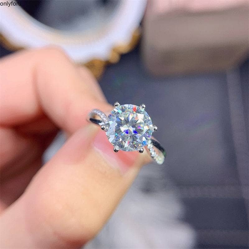 3 Carat Round Cut Diamond 6 Claw Engagement Ring-Black Diamonds New York