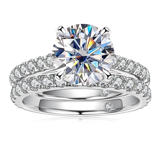 3 Carat Round Cut Diamond Engagement Ring Set-Black Diamonds New York