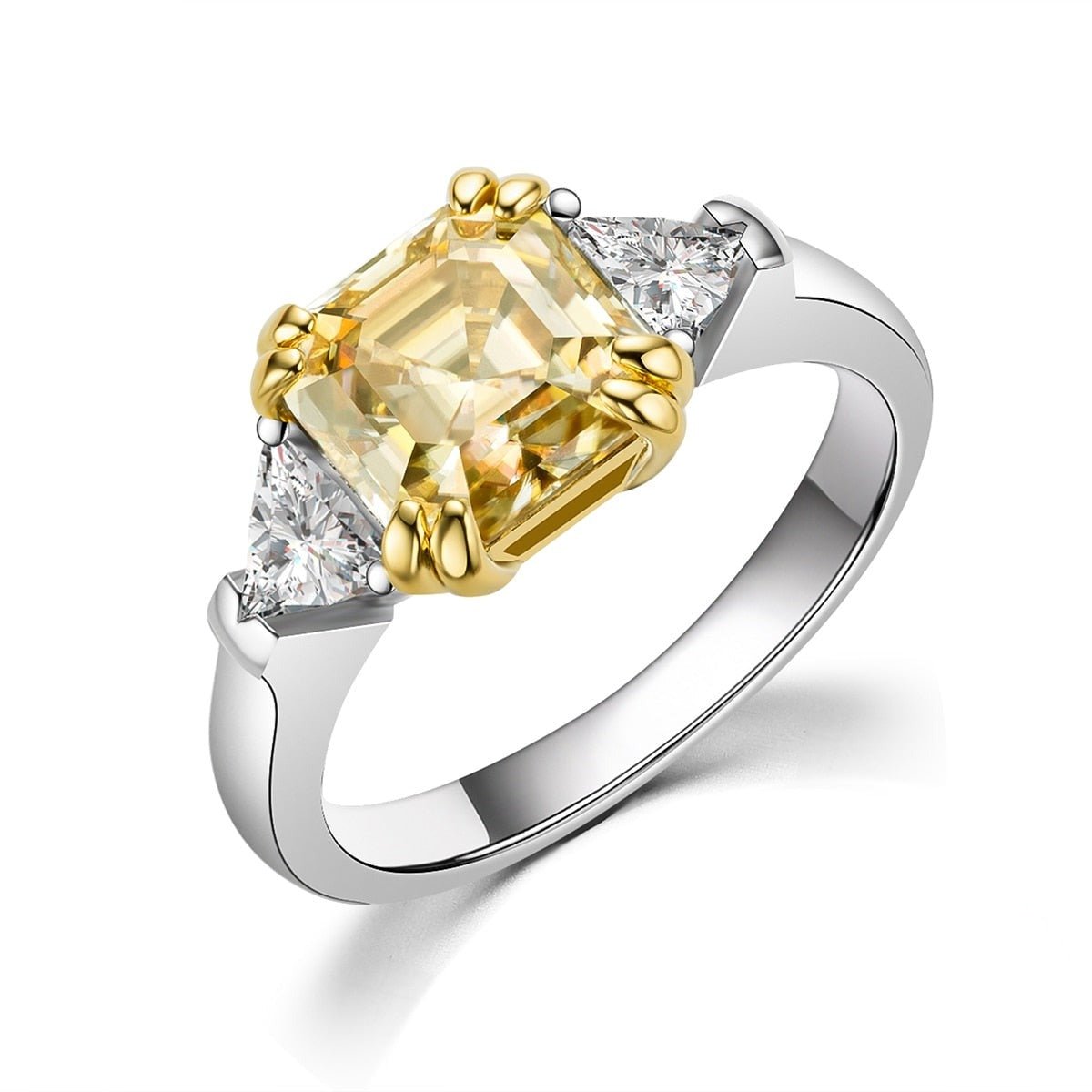 3 ct Asscher Cut Yellow Diamond Engagement Ring-Black Diamonds New York