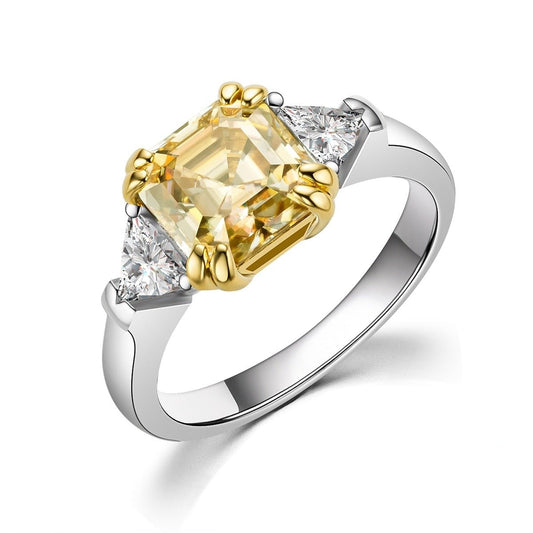 3 ct Asscher Cut Yellow Diamond Engagement Ring-Black Diamonds New York