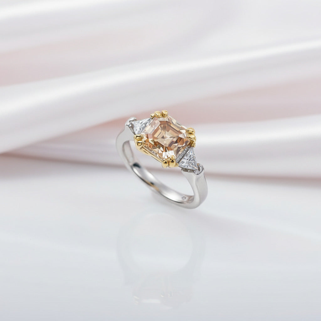 3 ct Asscher Cut Yellow Diamond Engagement Ring-Black Diamonds New York