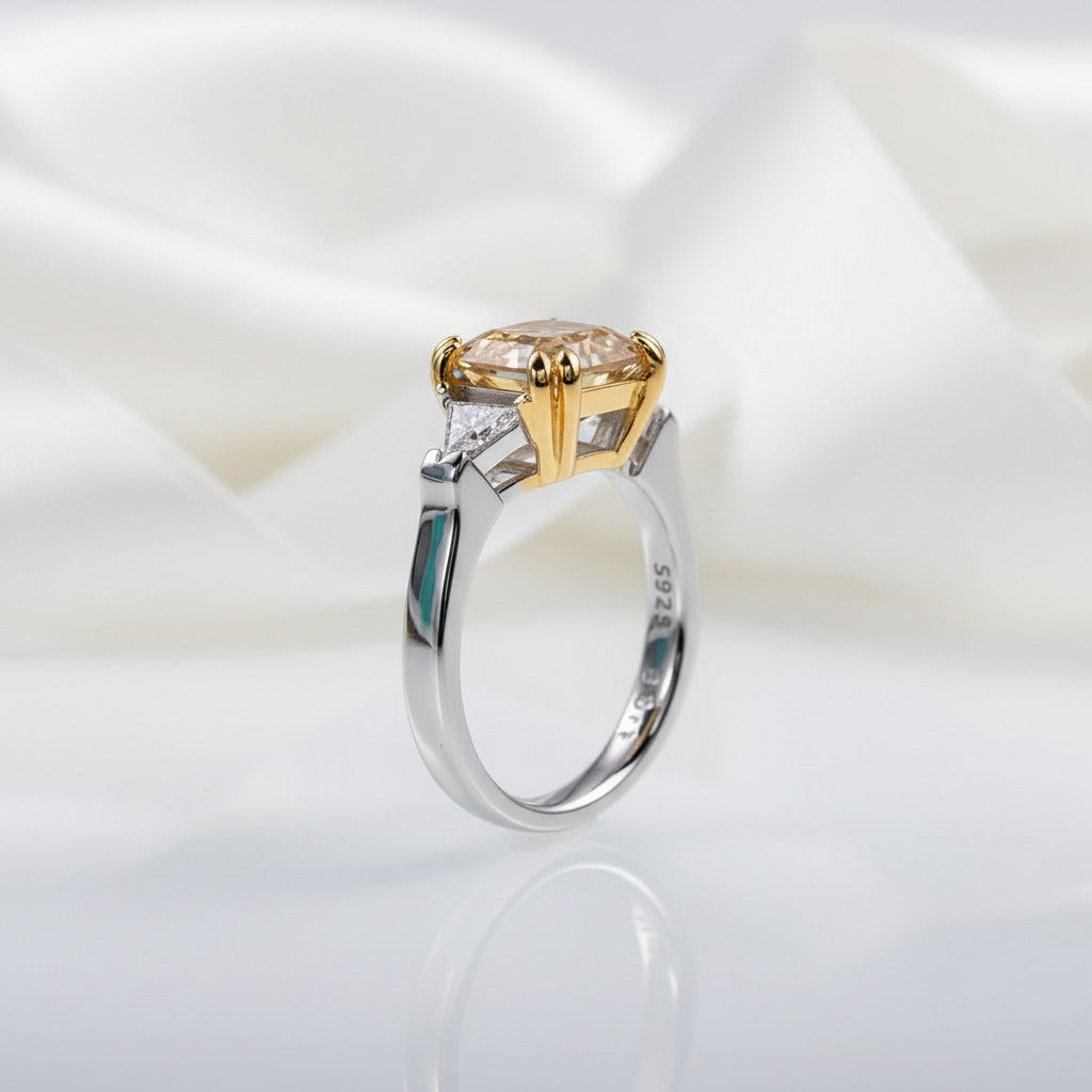 3 ct Asscher Cut Yellow Diamond Engagement Ring-Black Diamonds New York