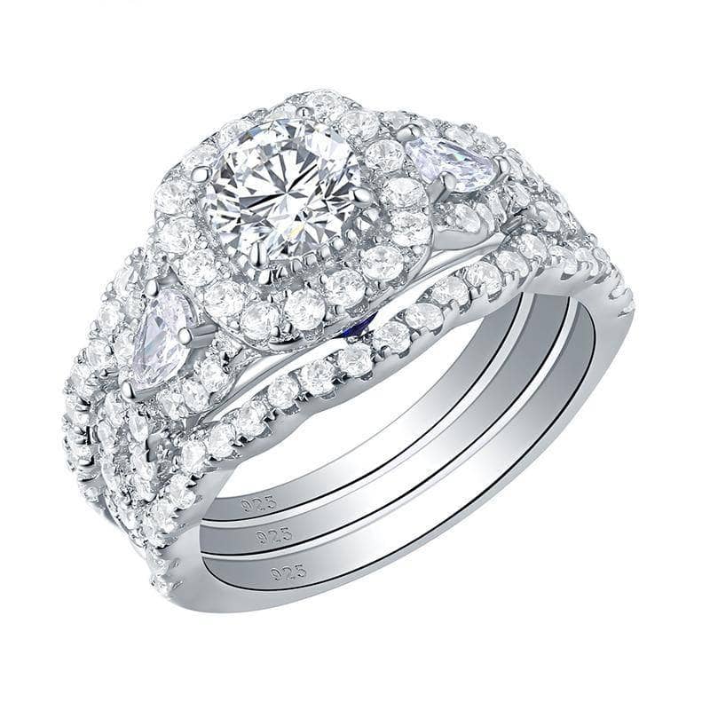 3 Pcs 2.7Ct White Zircon Engagement Ring