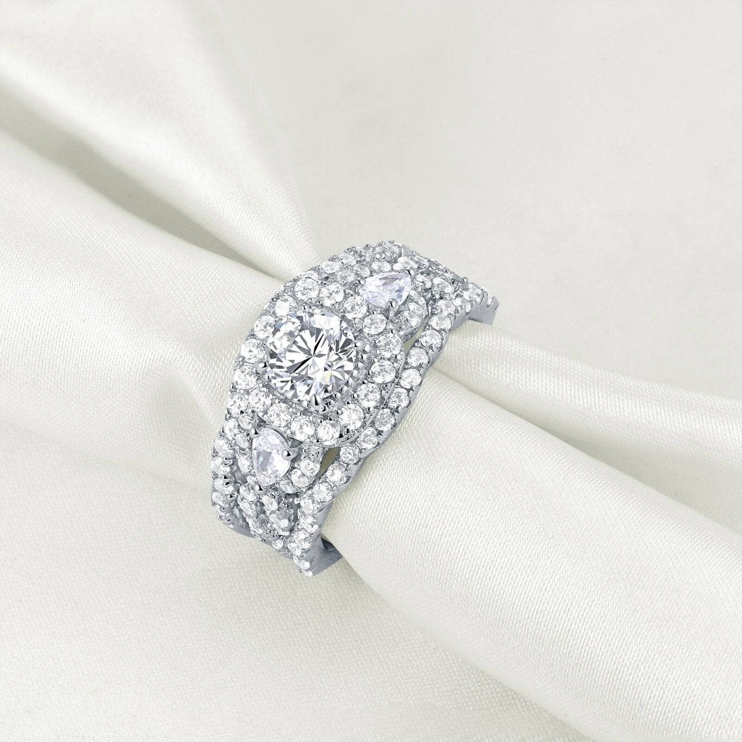 3 Pcs 2.7Ct White Created Diamond Engagement Ring Set-Black Diamonds New York