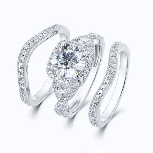 3 piece Round Cut Diamond Engagement Ring Set-Black Diamonds New York