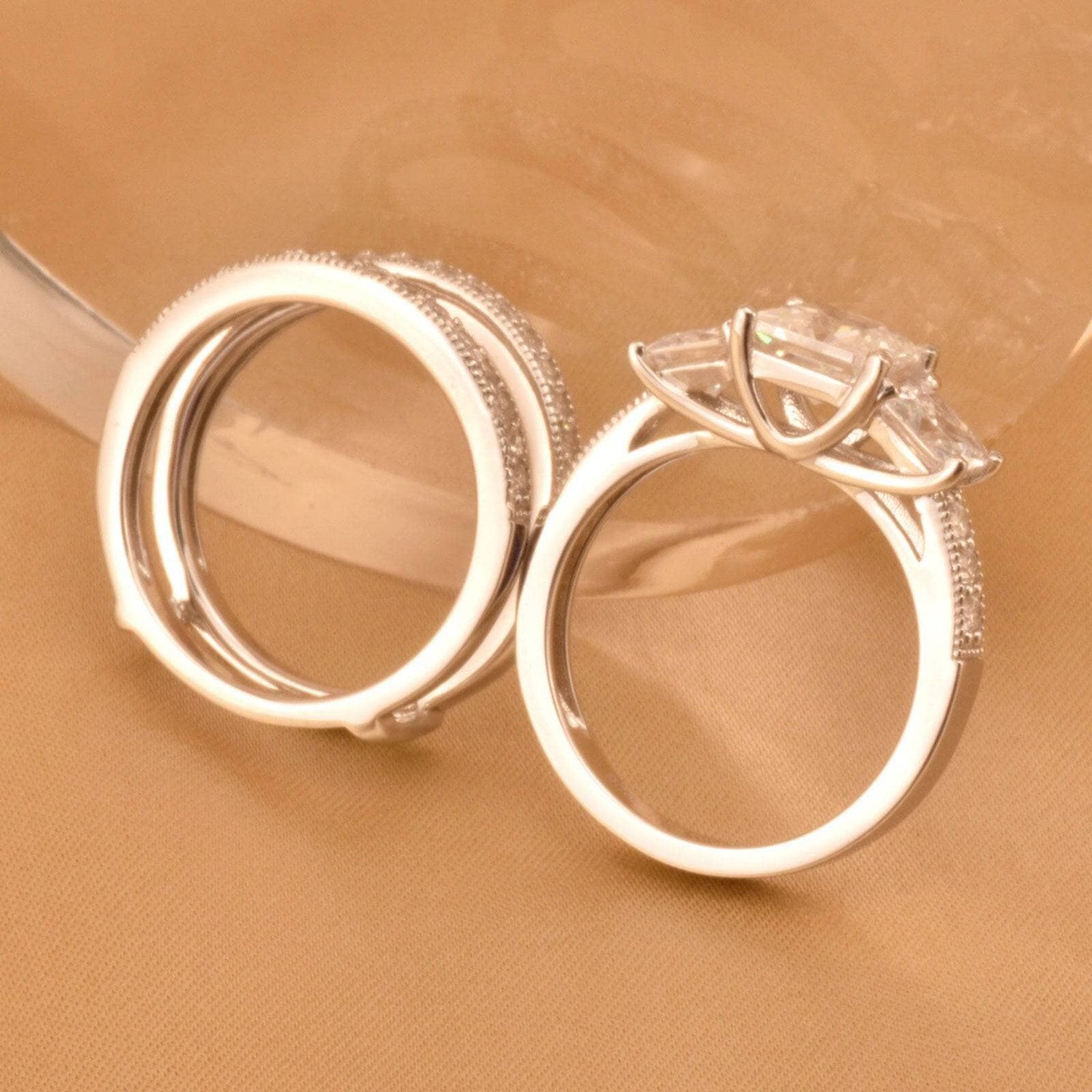 3 Stone Princess Cut EVN™ Diamond Wedding Ring Set-Black Diamonds New York