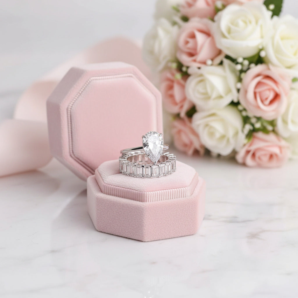 3.0 Carat Pear Cut Diamond Ring Set-Black Diamonds New York