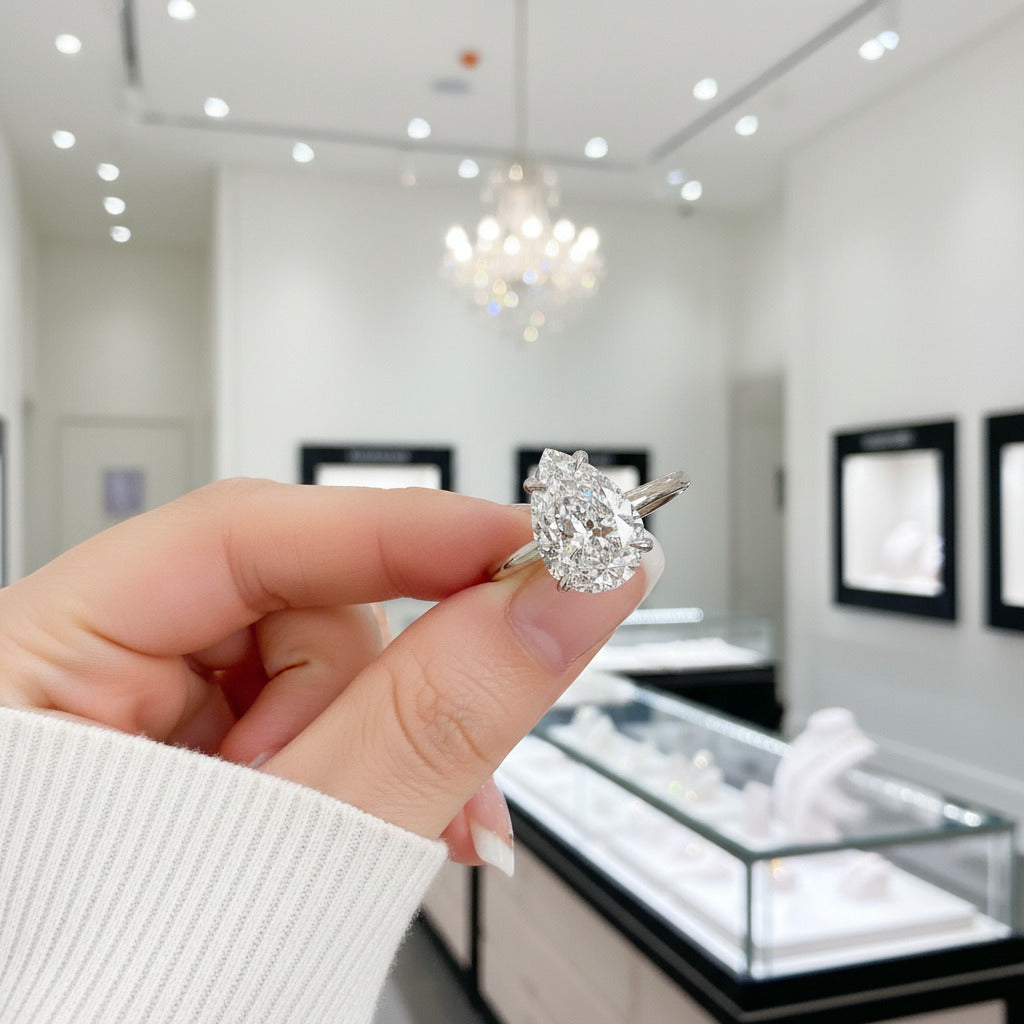 3.0 Carat Pear Cut Diamond Ring Set-Black Diamonds New York