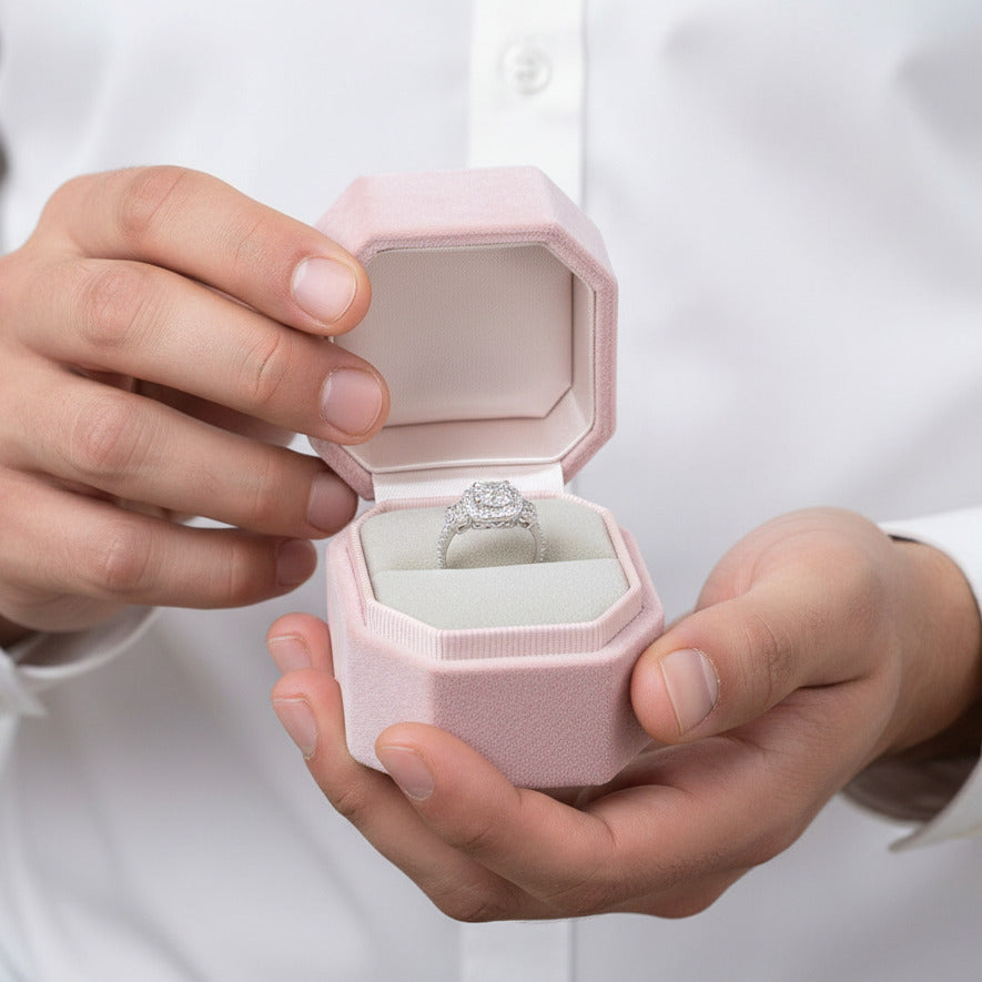 3.0ct Asscher Cut Three Stone Engagement Ring-Black Diamonds New York